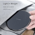 Miniatyrbilde 4 av 5: Ny rund mobiltelefon trådløs lader ultratynn aluminiumslegering 10W（Sort）