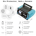 Miniatyrbilde 4 av 6: Bilbatterilader, 6 AMP, 12V Smart Batteri Vedlikeholdslader Bil 12V Batteri Vedlikeholder Desulfator