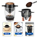 Miniatyrbillede 2 af 6: Sammenklappelig bærbar håndbrygget kaffefilter, kaffedrypkegle, til drypkaffe og te med rustfrit stålholder, ingen filterpapir
