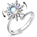 Miniatyrbillede 1 af 5: Angst Fidget Spinner Ring, Fidget Ringe til Angstlindring Stress Åben Justerbar Blomst Måne Stjerne Figet Spinder Ring Stakbar Ring