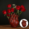 Miniatyrbild 2 av 3: 2xanatomisk hjärtvas Resin Staty Blomkruka Ornament Röd 13x9x17cm