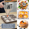 Miniatyrbillede 3 af 6: Rustfrit stål multi-kaliber dejtragt med stativ – Perfekt til pandekager, cupcakes og bagning – Køkkenudstyr