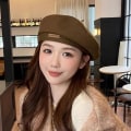 Miniatyrbilde 2 av 5: Bomull Kvinner Berets Vinterluer Høst Vinter Street Åttekantede Beret Caps（Kaffe）