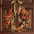 Miniatyrbillede 2 af 4: 35 cm kunstig efterårshortensia krans juledekoration Thanksgiving dørhænger（40 cm）