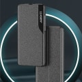 Miniatyrbild 2 av 5: För Samsung Galaxy S24 Magnetic Flip- case, Ultra Slim Pu- case med sidofönster med fri sikt Ki（orange，S24）