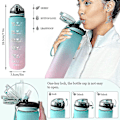 Miniatyrbild 2 av 5: Sport Vattenflaska 1 Liter Tidsmarkeringar Och Med Sugrör Flaskor Vattenflaska Öppnas Lämplig För Fitness Utomhus（D）