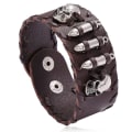 Miniatyrbilde 1 av 5: Storfe lær armbånd unikt hipster motorsykkel ornament hodeskalle lær armbånd（Brun）