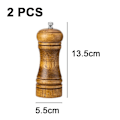 Miniatyrbillede 2 af 5: Salt- og peberkværn Kværn Krydderyster massivt træ med justerbar keramisk kværn 2 stk.