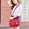 Miniatyrbillede 3 af 5: Vasket nylontaske Canvas Dametaske Single Shoulder Crossbody Håndtaske Taske（Lilla）