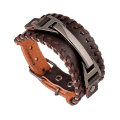 Miniatyrbillede 2 af 4: Herrearmbånd i okselæder yiwu tilbehør flettet læderarmbånd（Sort）
