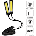 Miniatyrbillede 2 af 5: Usb 2x Cob Led Skrivebordsbog Lys Læselampe Clip Book Stand Light Skrivebord Laptop Seng Læsestudie Musiklampe Genopladelig (a)