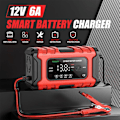 Miniatyrbillede 2 af 6: Bilbatterilader 12V, 6 Amp Automatisk Smartlader, Vedligeholdelseslader og -opretholder, Bilbatteri Reparation og Desulfator