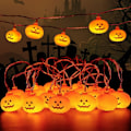Pikkukuva 1 / 6: Halloween-kurpitsavalot, LED-kurpitsavalot, ulkovalaistus, 2 tilaa, tasainen/vilkkuva valo (20 kurpitsavaloa, 9,8 jalkaa)