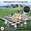 Miniatyrbillede 3 af 4: Det vandtætte udendørs picnictæppe med akrylgitter, 200CM200CM Vaskbart, foldbart campingpicnictæppe med rem - Sort Grå Hvid Ternet