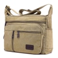 Miniatyrbild 2 av 5: Hög kapacitet Canvas Enkel version Axelväska Casual Business Bag för män (en one size，Khaki)