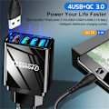 Miniatyrbilde 3 av 6: QC3.0 hurtiglading 4USB multi-port reiselader Ultra-hurtig lading, fungerer for alle smarttelefoner