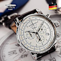 Miniatyrbillede 3 af 5: Ny Zeppelin Ur Top Vandtæt Læder Business Casual Quartz Ur Herre Three Eyes Multifunktion Chronograph Ur