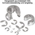 Miniatyrbillede 3 af 5: 400 styks rustfrit stål E-clips låsering låsering sortiment låsring sæt