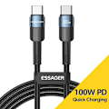 Miniatyrbild 1 av 6: Essager 100W C Till C Typ C Kabel USB C PD Snabbladdningskabel Sladd För Macbook Samsung Xiaomi Typ C USB C Kabel 100W Blue 2m