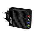 Miniatyrbild 1 av 6: 65W USB Laddare PD Typ C Flera 5 Portar Universell Snabb Snabbladdning Mobiltelefon Väggadapter för Iphone 15 Pro Xiaomi 14 Black EU Plug
