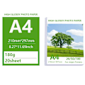 Miniatyrbild 1 av 6: Multi Specifikation Högglans Fotopapper 3R 4R 5R A4 Fotoutskriftspapper Bläckstråleskrivare 180G Glättat Enkelsidigt Fotopapper A4 180g 20sheet