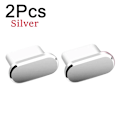 Miniatyrbild 1 av 6: 2 st 16PM Metall Dammskydd För iPhone 16 15 Pro Max Plus USB Typ C Laddningsport Pluggar Stopp Mobiltelefon Typ-C Skyddslock 2Pcs Silver
