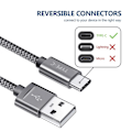 Miniatyrbild 4 av 6: 2m 3m USB Typ C Kabel snabbladdning Batteriladdare Sladd för Samsung Galaxy A51 A71 A5 A70 A81 M31 A12 S21 S10 S10E S9 A50 Silver 0.25m