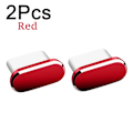 Miniatyrbild 1 av 6: 2 st 16PM Metall Dammskydd För iPhone 16 15 Pro Max Plus USB Typ C Laddningsport Pluggar Stopp Mobiltelefon Typ-C Skyddslock 2Pcs Red