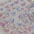 Miniatyrbild 1 av 6: 1 st 5D Japanska Kawaii Fjärils Nagelstickers Lyx Glitter Skal Aurora Nagelkonst Dekorationer Dekaler DIY Manikyr Slider Folie 1pcs to3770