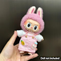 Miniatyrbild 1 av 6: 17cm Mini Plyschdockas Kläder Outfit Tillbehör För Korea Kpop Labubu Idol Sittande Fest V1 V2 Höst onesie hatt set Kläder 14 no doll