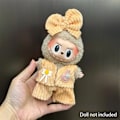 Miniatyrbild 1 av 6: 17cm Mini Plyschdockas Kläder Outfit Tillbehör För Korea Kpop Labubu Idol Sittande Fest V1 V2 Höst onesie hatt set Kläder 11 no doll