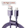 Miniatyrbild 1 av 6: Toocki USB-kabel för iPhone 14 13 12 Pro Max 2.4A Snabbladdning Lightning-kabel Datakabel för iPhone 8 7 6 5 Plus AirPods Purple 1m