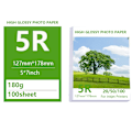 Miniatyrbild 1 av 6: Multi Specifikation Högglans Fotopapper 3R 4R 5R A4 Fotoutskriftspapper Bläckstråleskrivare 180G Glättat Enkelsidigt Fotopapper 5R 180g 100sheet