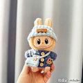 Miniatyrbild 1 av 6: Kläder för 15-17 cm v1v2 Labubu, outfit Labubu Sittande Party Bear, Etikett, Halsduk, Hatt, Väska, Docktillbehör, Söt Dekoration Blue 1 Set no doll