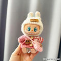 Miniatyrbild 1 av 6: Kläder för 15-17 cm v1v2 Labubu, outfit Labubu Sittande Party Bear, Etikett, Halsduk, Hatt, Väska, Docktillbehör, Söt Dekoration Pink 1 Set no doll