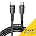 Miniatyrbild 1 av 6: Essager 100W C Till C Typ C Kabel USB C PD Snabbladdningskabel Sladd För Macbook Samsung Xiaomi Typ C USB C Kabel 100W Black 1m