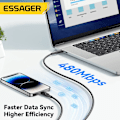 Miniatyrbild 3 av 6: Essager USB C-kabel för iPhone 14 13 12 11 Pro Max Xs 8 Plus iPad Macbook Sladd 29W PD Snabbladdning Typ C till Lightning Datakabel Black 27W 3m