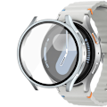 Miniatyrbild 1 av 6: Skärmskyddsfodral för Samsung Galaxy Watch 7 6 5 4 40mm 44mm Matt Hårt PC-Fodral + Härdat Glas Fullt Skyddande Skal Stötfångare Silver Galaxy Watch7 40mm