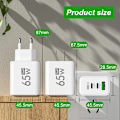 Miniatyrbild 6 av 6: Total 65W USB PD GaN Laddare 3 Portar Snabbladdning Typ C Telefonladdare Adapter För iPhone15 Xiaomi Samsung Oneplus Väggadapter EU White