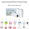 Miniatyrbild 1 av 6: 10 Rullar Termopapper Kamera Utskrift Vit Barnkamera Träfiber Instant Print Barn Rullpapper Miniskrivartillbehör White Sticky