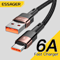 Miniatyrbild 5 av 6: Essager 6A Typ C USB-kabel Snabbladdning För Huawei P40 Pro P30 66W Sladd Laddare Datakabel För Samsung S21 Ultra S20 Poco Black 2m