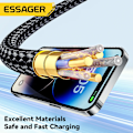 Miniatyrbild 4 av 6: Essager USB C-kabel för iPhone 14 13 12 11 Pro Max Xs 8 Plus iPad Macbook Sladd 29W PD Snabbladdning Typ C till Lightning Datakabel Black 27W 3m