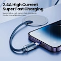 Miniatyrbild 4 av 6: Toocki USB-kabel för iPhone 14 13 12 Pro Max 2.4A Snabbladdning Lightning-kabel Datakabel för iPhone 8 7 6 5 Plus AirPods Grey 2m