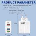 Miniatyrbild 4 av 6: 65W USB Laddare PD Typ C Flera 5 Portar Universell Snabb Snabbladdning Mobiltelefon Väggadapter för Iphone 15 Pro Xiaomi 14 White EU Plug