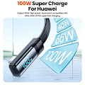 Miniatyrbild 2 av 6: Toocki PD 100W 66W USB Typ C-kabel 90 graders snabbladdning för Huawei Mate 40 P50 Samsung Xiaomi Digital Display Typ C Datakabel Black 2m