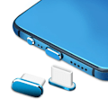 Miniatyrbild 5 av 6: 2 st 16PM Metall Dammskydd För iPhone 16 15 Pro Max Plus USB Typ C Laddningsport Pluggar Stopp Mobiltelefon Typ-C Skyddslock 2Pcs Silver