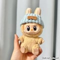 Miniatyrbild 1 av 6: Kläder för 15-17 cm v1v2 Labubu, outfit Labubu Sittande Party Bear, Etikett, Halsduk, Hatt, Väska, Docktillbehör, Söt Dekoration BlueFlanged Bear Hat no doll