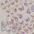 Miniatyrbild 2 av 6: 1 st 5D Japanska Kawaii Fjärils Nagelstickers Lyx Glitter Skal Aurora Nagelkonst Dekorationer Dekaler DIY Manikyr Slider Folie M238