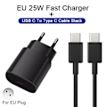 Miniatyrbild 1 av 6: Original PD 25W Supersnabbladdare För Samsung Galaxy S21 S22 S23 S24 Ultra A54 A53 A34 USB Typ C Datakabel 2M Laddare Adapter EU Black 2 IN 1