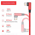 Miniatyrbild 5 av 6: 90 graders USB-kabel för iPhone 14 13 12 11 Pro Max X XR 6s 7 8 Plus Mobiltelefon Snabbladdningskabel Datakabel Laddningssladd Red 2m